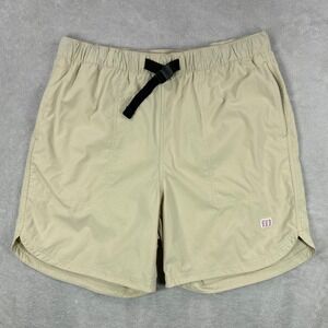 Topo Designs River Shorts Men XL Khaki Tan Active Outdoor Stretch Buckle Outdoor